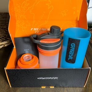 Grayl Water Purification System with Blue and Orange Accents